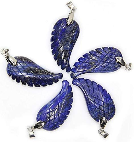 Miniatura 2 de 5 piezas talladas a mano con piedras preciosas mezcladas de cristal de cuarzo ala de ángel Reiki Chakra Healing Pendant Bead