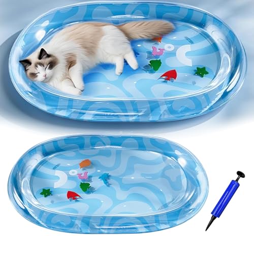 Generisch Neue Verdickung Wassermatte Katzen Kratzfest, Katzen Wassermatte, Katzenpool, Katzen Kühlmatte Katze mit Eine Fahrradpumpe, Haustiere Kühl...