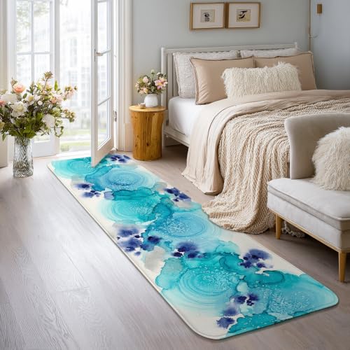Alfombra de pasillo rectangular moderna con diseño abstracto de acuarela para interiores 5