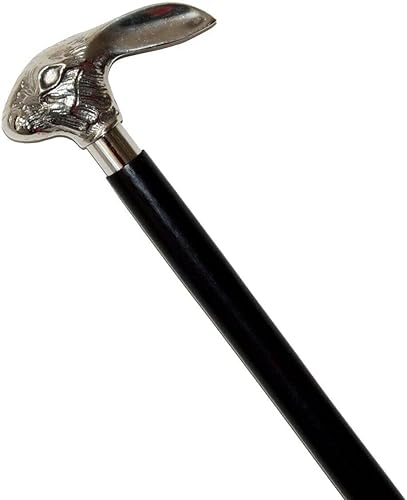 FSE Regalo hermoso del diseño del bastón de madera de la manija de la cabeza del conejo de plata