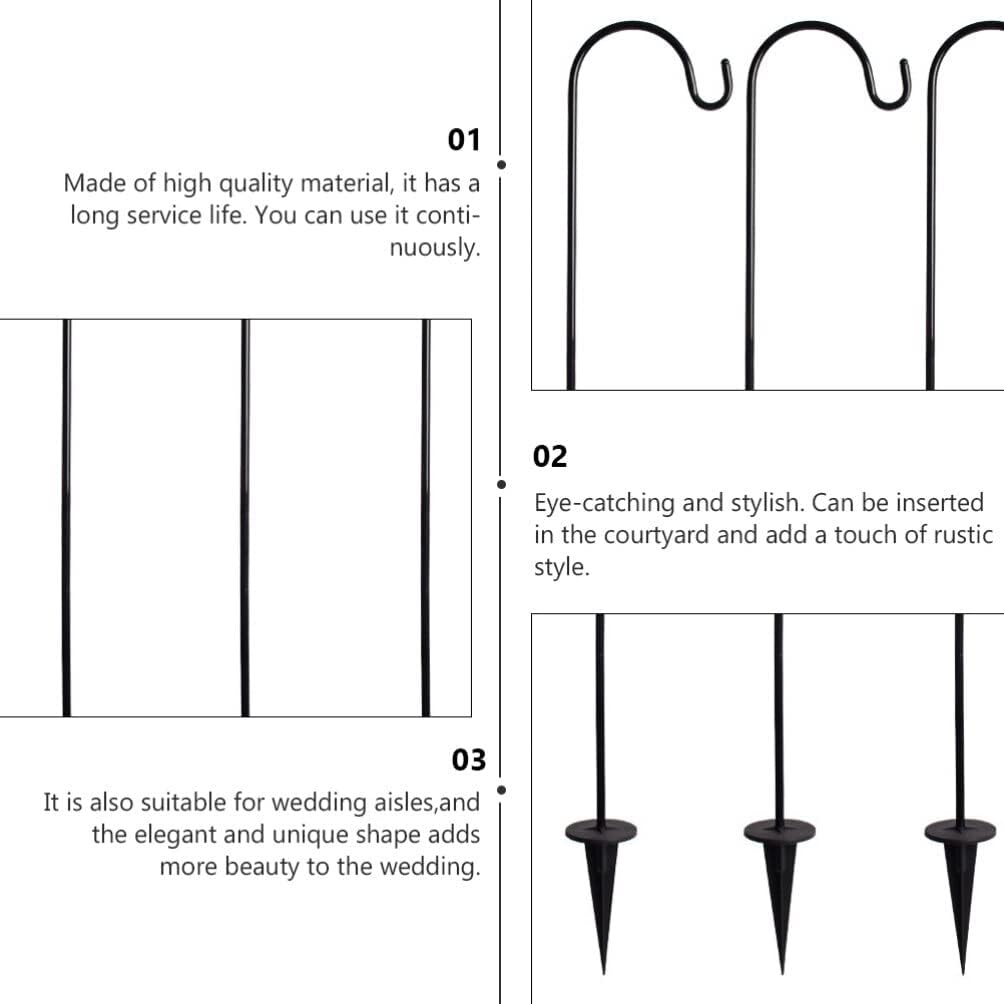 BESPORTBLE 24Inch Shepherd Hooks: 10 Pack Garden Bird Feeder Stand Heavy Duty Shepards for Lanterns Planting Hanger Weddings Decor