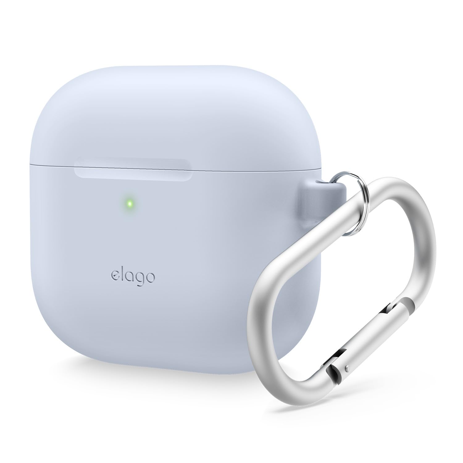 elago Silicone Case for AirPods 4 & 5 | Premium Silicone Case with Carabiner, Supports Wireless Charging, Shock Resistant, Full Protection (Light Blue)