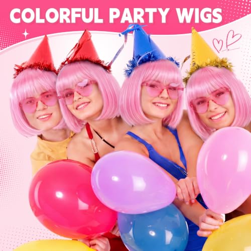 Image of Chunyin 2 Pieces Party Wigs and Sunglasses Set, Pink