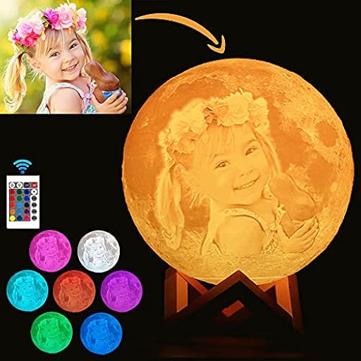 Anlewo Lampara De Luna Personalizada Foto Y Texto 3D Usb Recargable 16 Colores Control Remoto Y Táctil Controlar Personalizado Luz De Noche Creativa Romántica (Diámetro 18cm) | Ya disponible en tu tienda friki favorita! En mundofriki.es!