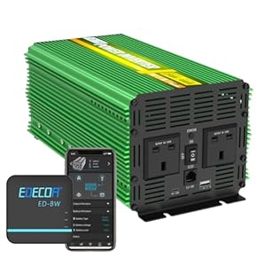 EDECOA 1500W Pure Sine Wave Power Inverters 12V DC to 240V AC, with UK Sockets and Dual USB, APP Control Minitor, for Caravan Camping Home RV Off-Grid
