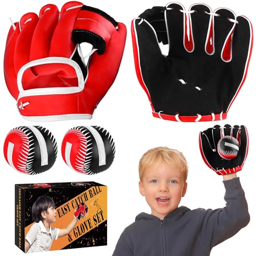 Aodaer 2 Pack T Ball Sets Baseball Glove and Ball Set for Teenager Easy Catch, Yard Lawn Game...