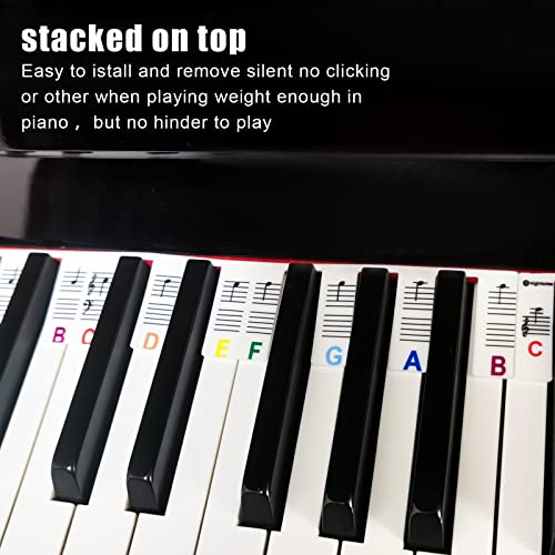 Silikon Keyboard Lernen für Kinder, Wiederverwendbar Keyboard 88 Tasten mit Zwei Schwarzen Musikclips und Box Piano 88 Key Note-Etiketten für Anfänger (Mehrfarbig)