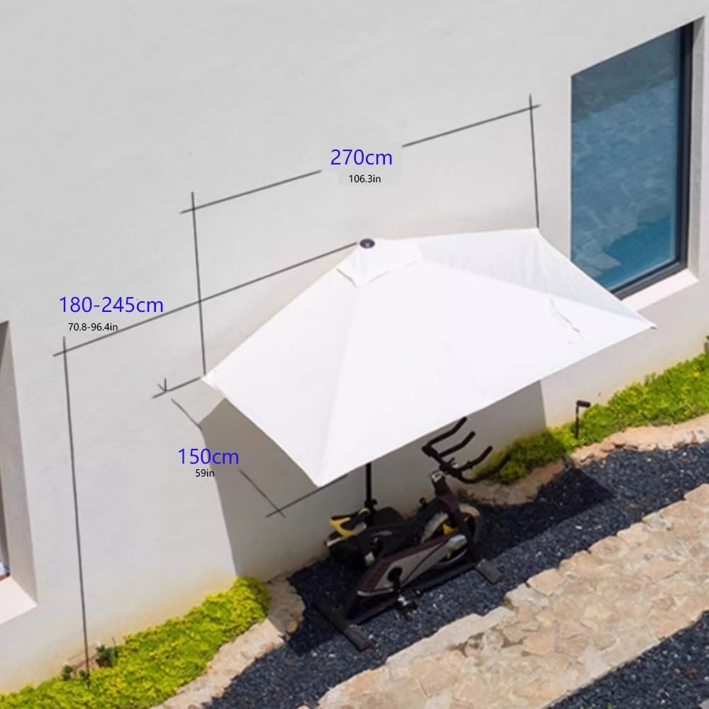 Halber Balkonschirm Sonnenschirm Rechteckig Wandschirm 270×150cm 250×130cm Halbschirm Für Balkone Wände Terrasse Höhenverstellbar(Burgundy,270x150cm/8.9x4.9ft)