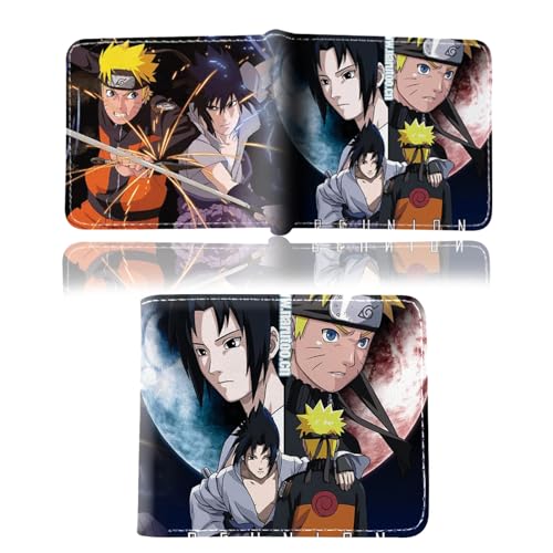 Ubephant Sasuke Uzumaki Cartera, Monedero Uchiha Sasuke, Niños Billetera, 11.5 * 9.5cm Anime PU Cuero Bifold Wallet, Anime Monedero, Anime Carteras, Anime Monedero, para Niños Fans