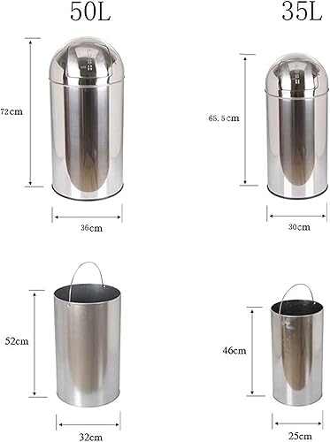 Miniatura 2 de Bote de basura cilíndrico con tapa oscilante y barril interior de gran capacidad, de acero inoxidable, cubo de basura al aire libre para uso