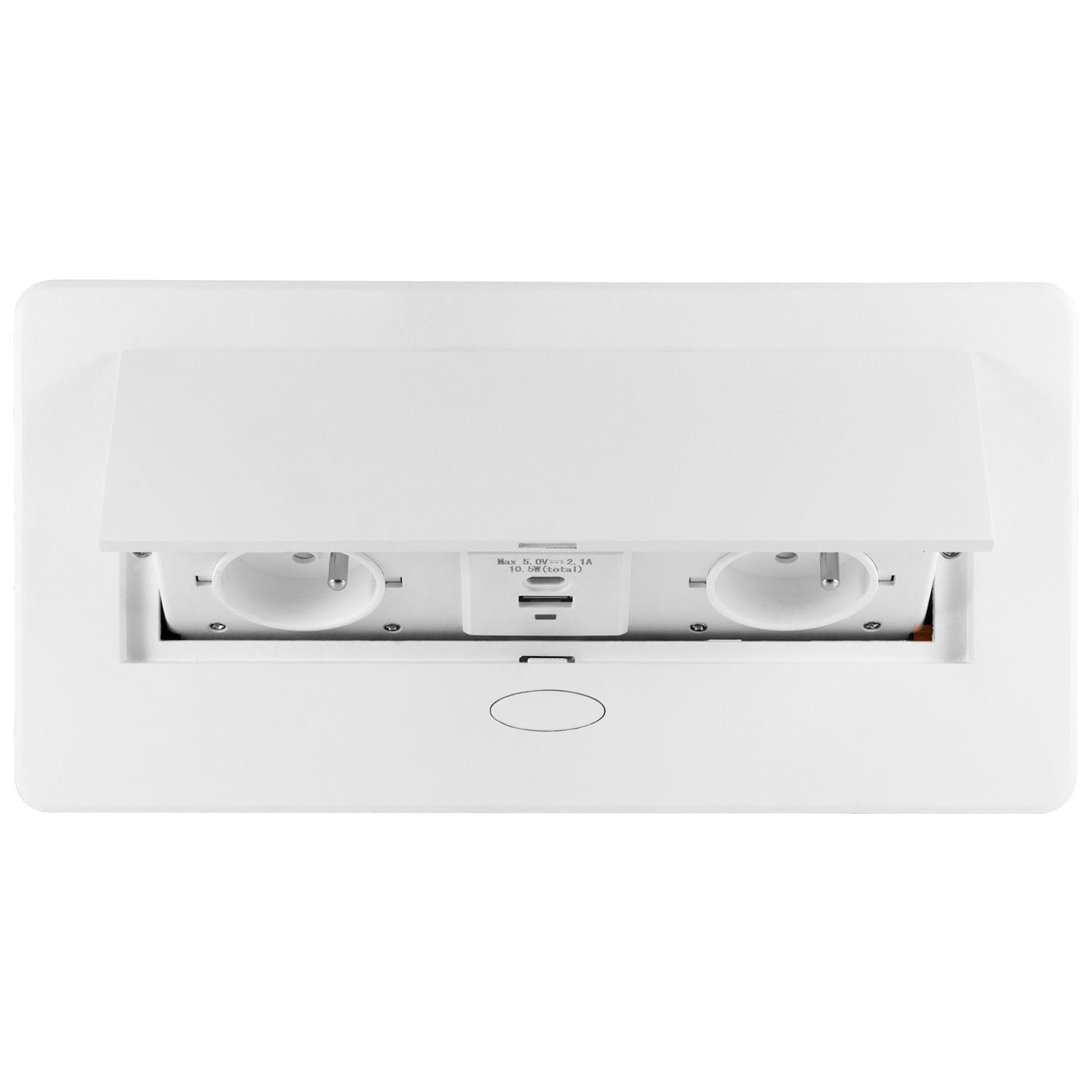 GNIAZDO NABLATOWE WPUSZCZANE CHOWANE W BLAT USB USB-C KLIKANE 230V BIAŁE