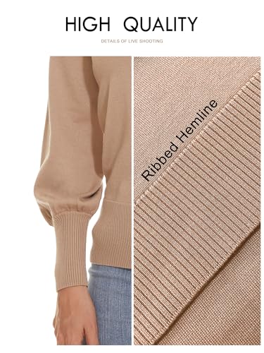 Image of Pink Turtleneck Sweaters for Women Long Sleeve Pullover Knit Tops 2XL