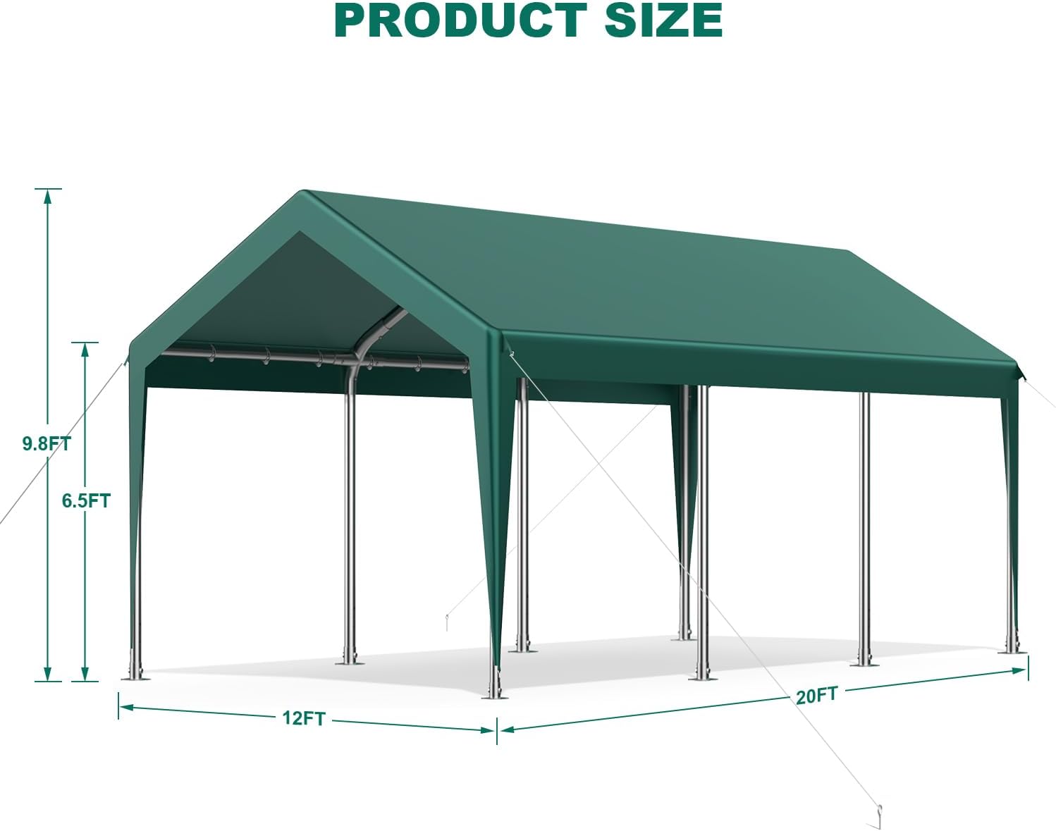12x20FT Heavy Duty Carport, Portable Car Canopy Garage Boat Shelter Party Tent, UV Resistant Waterproof Carport Canopy with Four Wind-Resistant Ropes (Green) 12x20FT Heavy Duty Carport, Portable Car Canopy Garage Boat Shelter Party Tent, UV Resistant Waterproof Carport Canopy with Four Wind-Resistant Ropes (Green)