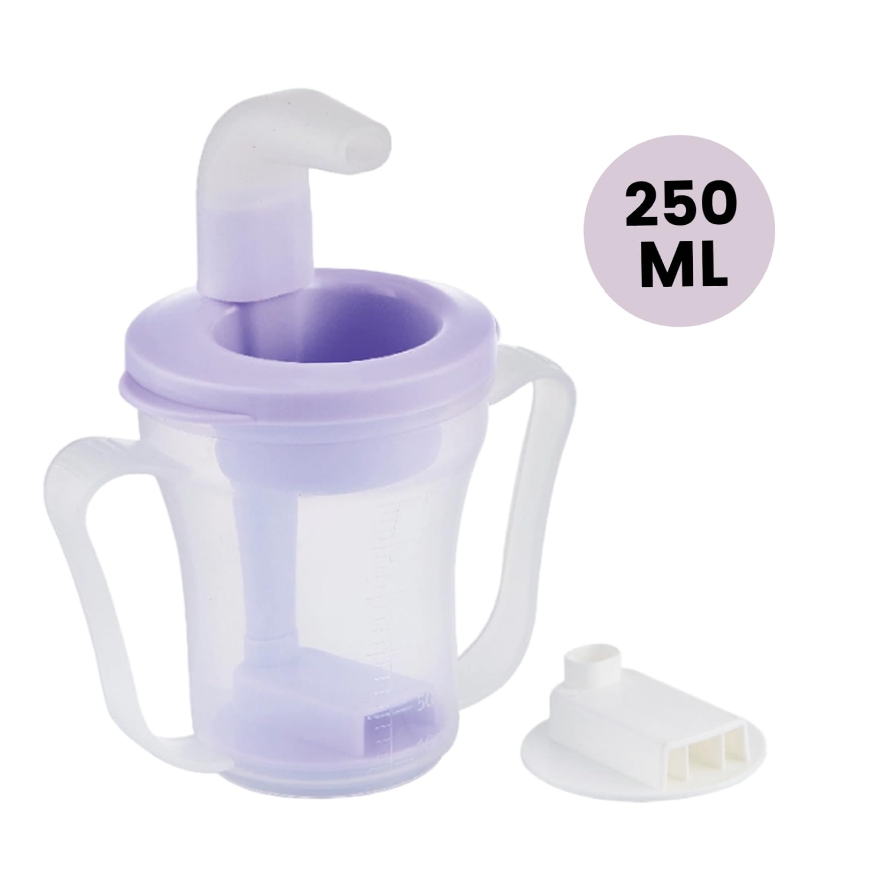 Vaso para sorber para adultos para personas mayores Vasos de plástico antiasfixia de 250 ml a prueba de derrames con tapas y pajitas Vaso para disfagia con asas dobles para adultos, hospitales, h.