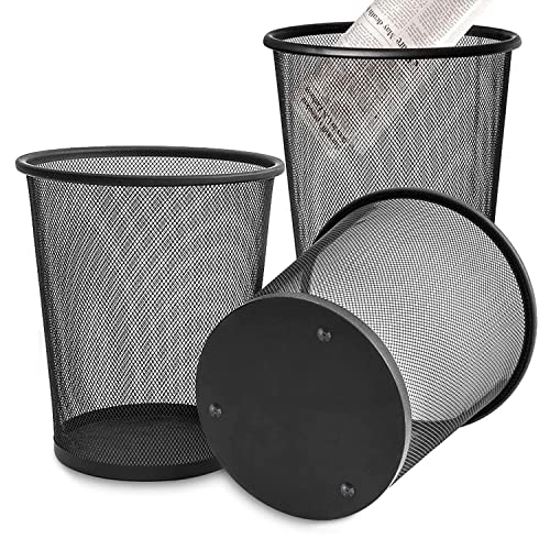 Corbeille à Papier Ronde pour Chambres, Salles de Bain et Salles de Classe en Métal Maille