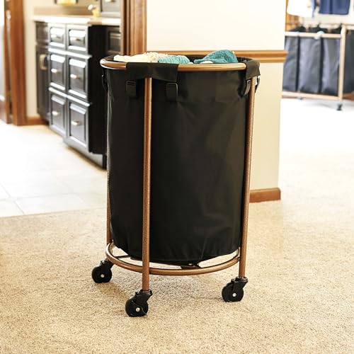 Household-Essentials-Round-Laundry-Hamper-with-Wheels-Copper-Black-Large Household Essentials Round Laundry Hamper with Wheels Copper Black Large