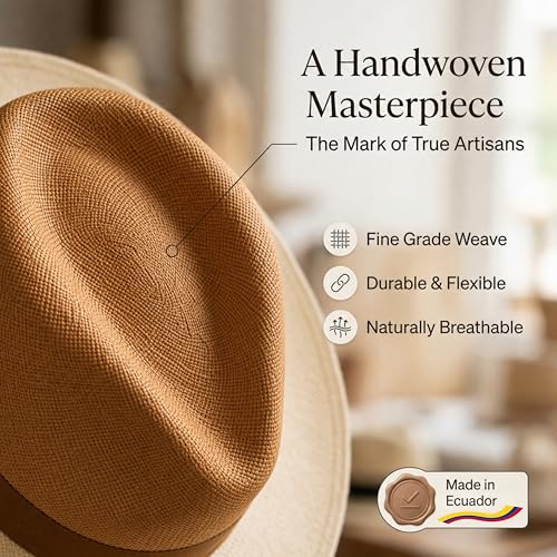Image of Gamboa Original Panama Hat for Men and Women Fedora Straw Summer Beach Sun Hat Protection UV UPF50+