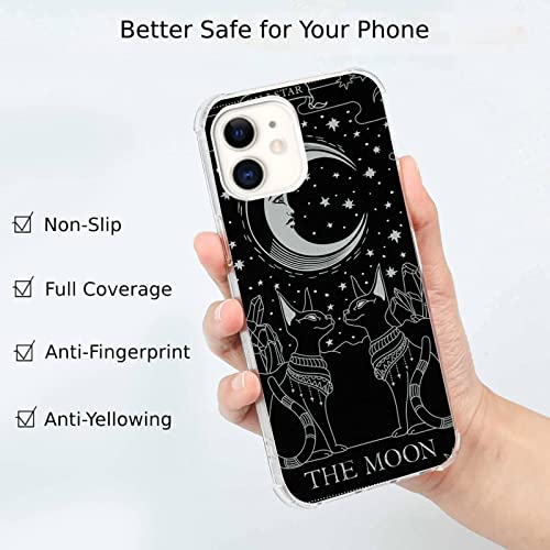 Joktruay The Moon Tarot Phone Case Compatible With Iphone 11, Black Cat And Moon Case For Iphone 11, Unique Trendy Tpu Bumper Case For Men Women #TOP1