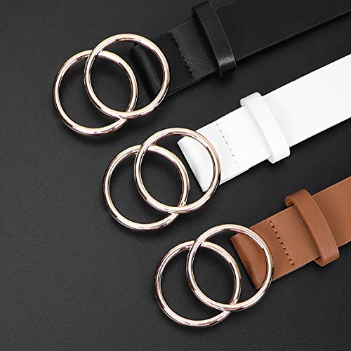 Xzqtive 2Pack Women Belts For Jeans Dresses Pants Ladies Leather Waist Belt With Gold Buckle #TOP5