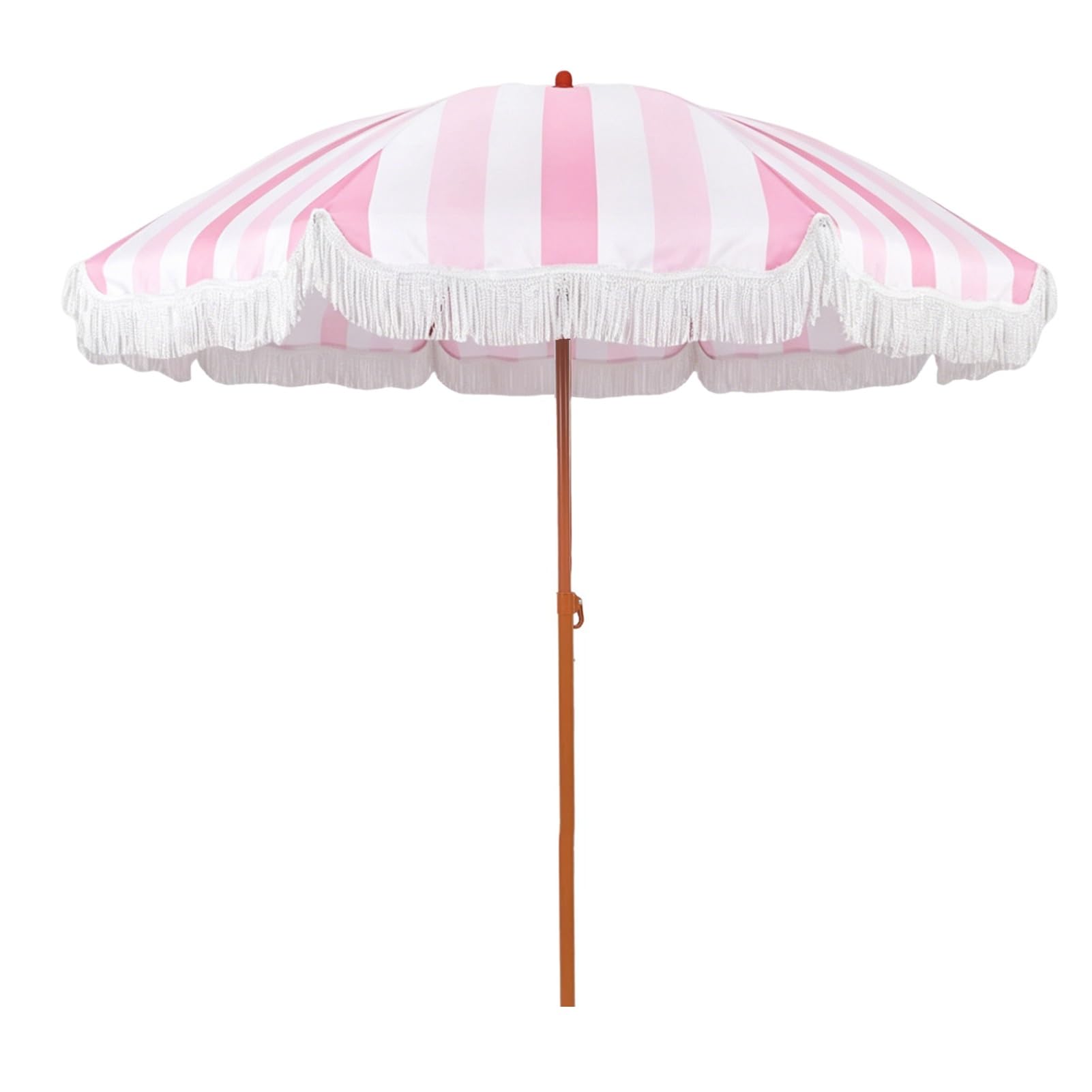 200 cm Parasol Plażowy Boho w Paski z Frędzlami, Przenośny Parasol Ogrodowy z Nachylenia o 45° UPF 50+ do na Basen, Kemping i Pikniki