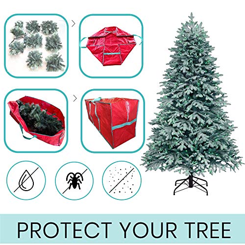 Christmas Tree Storage Bag - Large Tote Fits 7.5 ft Artificial Fake Tree - Modern Holiday Storage for Seasonal Garlands and Fully Disassembled Xmas Trees