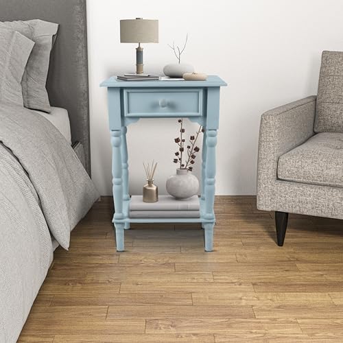 Decor Therapy Jane Nightstand Side Table with a Drawer, Shelf, Traditional Design, Ice Blue 17" D x 14" W x 26" H by Decor Therapy - Image 5