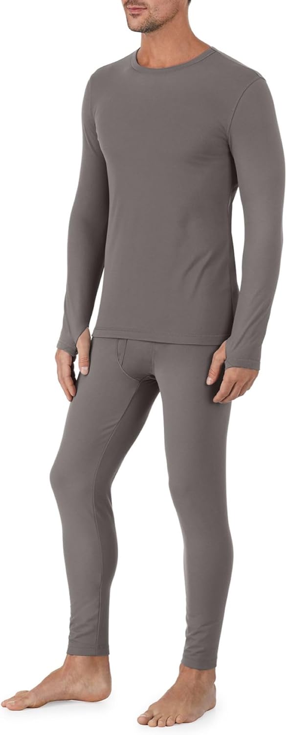 Cuddl Duds Mens Heavyweight Cold Weather Fleece Lined Thermal Set – Long Sleeve Shirt & Leggings – Lounge Sets for Men - Image 3