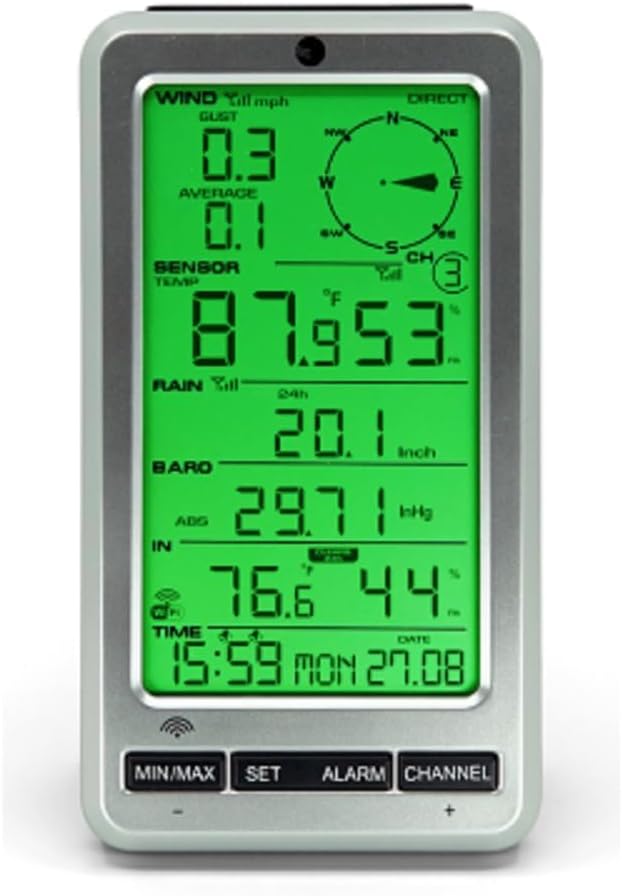 Ambient Weather WS-12 Wireless Weather Station w/Ambient Color Changing Display