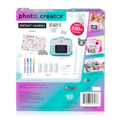 Image of Photo Creator 3-in-1 Instant Camera for Kids - Pink; Camera, Instant Printer & Photo Booth with Fun Frames & Filters