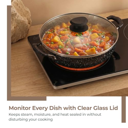 Image of Lifelong Non-Stick Frying Kadai with Glass Lid | 2 Litre & 22 Cm | Induction and Gas Compatible Cookware Kadhai|No Burnt Food |Scratch Resistant for Cooking Curry, Dal, Rice & Biryani(LLKA01, Black)