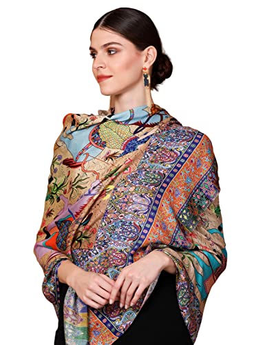 Image of Pashtush Women Pashtush Womens fine Soft Bamboo Stole, Shikaardar Print Design
