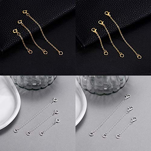Image of Softones 12-18Pcs Ankle Bracelets Extenders-Extension for Womens Jewelry(1 2 3 Inch),with Lobster Clasp and O-Clasp from Gold Silver Rose Gold