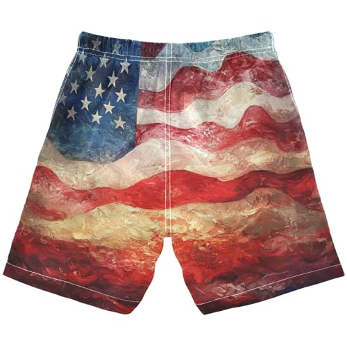 Boys Beach Board Shorts Flower America Oil Daisy Swim Trunk Teen Swimwear 8-16Y2