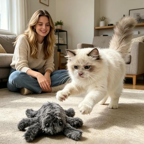 Jouet pour chat à distance : araignée en peluche interactive à 3 modes - 4