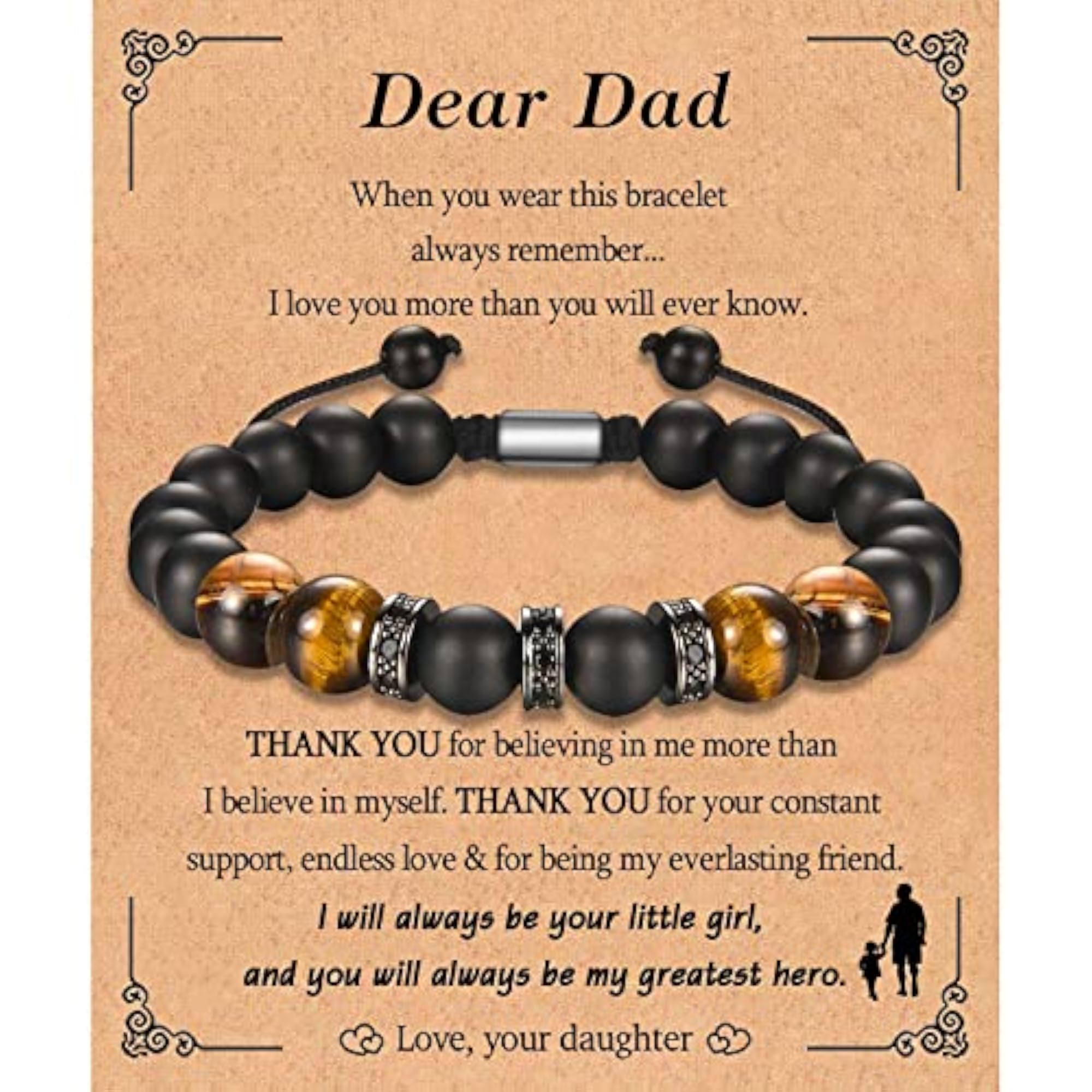 Men's Adjustable Tiger Eye Bracelet, Gift for Him