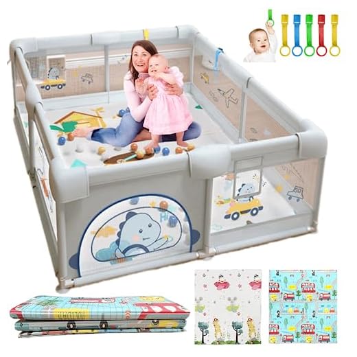 PARVULI Parque Infantil Bebe 150x180 cm - Corralito Bebe con 6 agarraderas y Alfombra de Juegos Acolchada - Parque Bebes para Casa Plegable con Malla Transpirable y Vayas con Protecciones