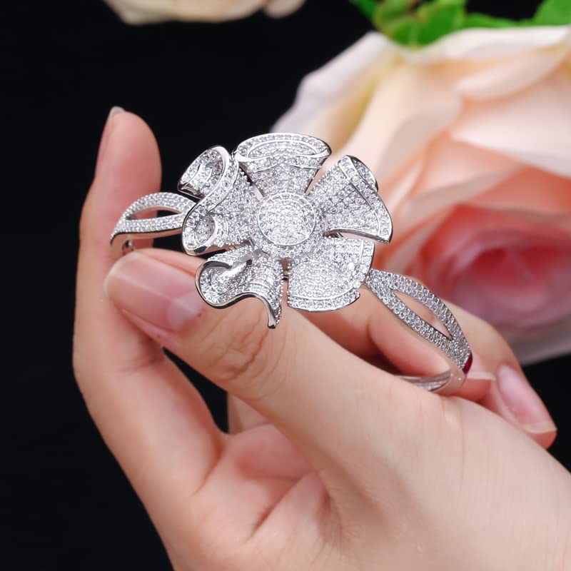 Bracelet Fleur Forme Géométrique 3D pour Soirée Chic et Bal - 5