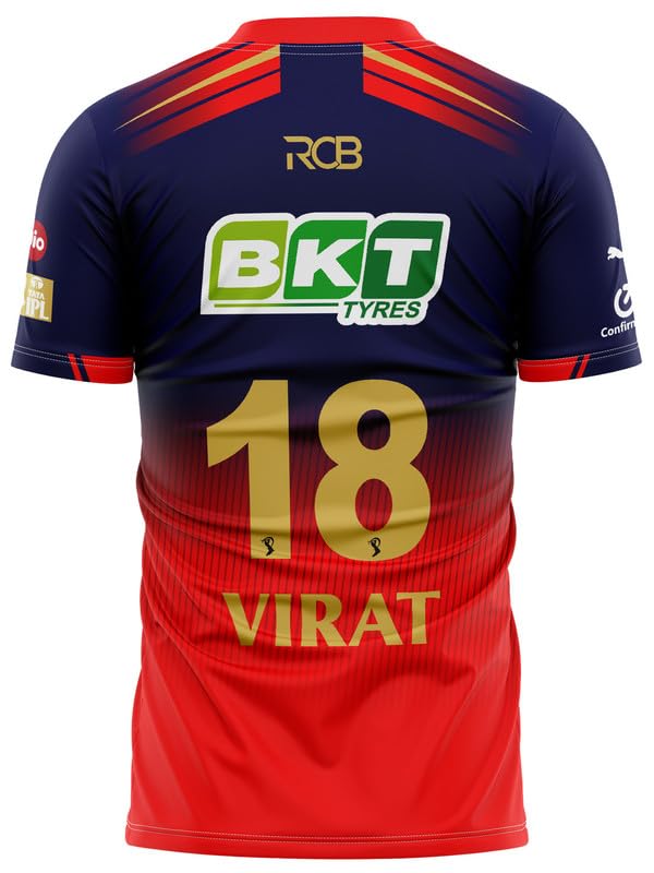 Image of RockinRetailz New VIRAT KOHLI 18 RCCBB Cricket Jersey 2026 Half Sleeve Red