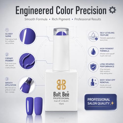 Image of Bolt Bee Blue Color Gel Nail Polish Soak Off UV Gel 15ML DIY at Home Manicure Salon Nail Art