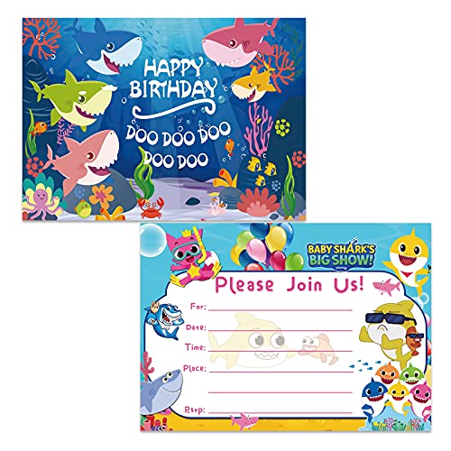 16PCS Sea Animals Invitations Cards Postcard Style for Kids Birthday Party Supplies 5×7Inches