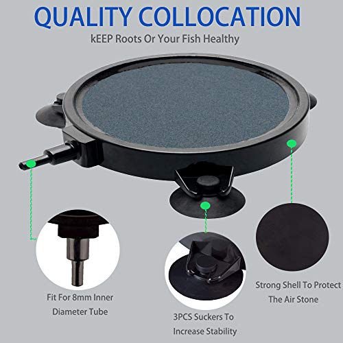 Image of PINVNBY 4.2-Inch Air Stone Disc Bubble Diffuser with Suction Cups for Oxygenation in Fresh /Saltwater Tanks, Ponds, Hydroponic, Aquaponics, and as a Decorative Airstone for Aquariums