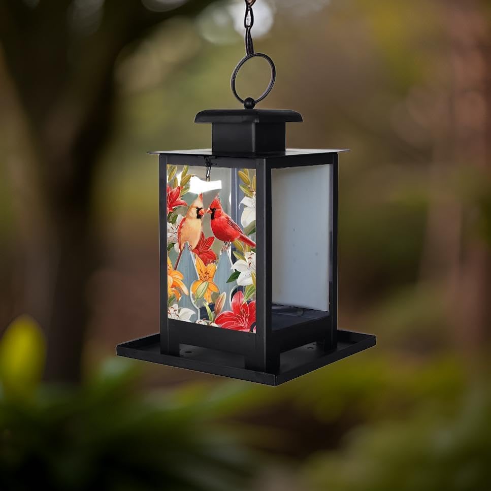 Carson 12" Cardinal Pair Bird Feeder - Cardinal Bird Feeder - Country Home Decor for Porch - Hanging Bird Feeder for Country Home Decor - Floral Bird Feeder - Image 3