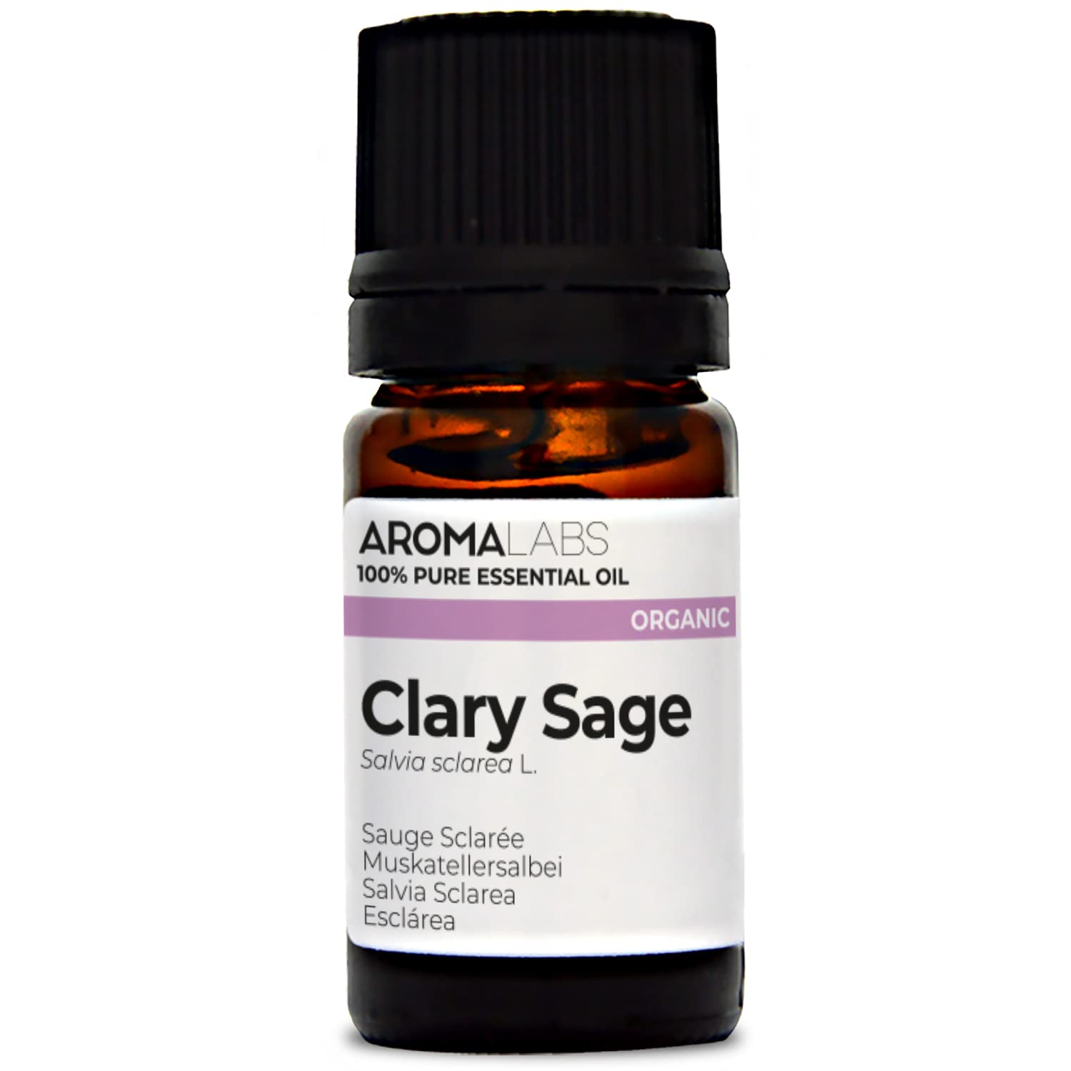 Aroma Labs Essential Oil, 100% Pure, Ecocert Certified Organic - Best Therapeutic Grade Essential Oil, Organic Clary Sage, Neutral, 5 ml