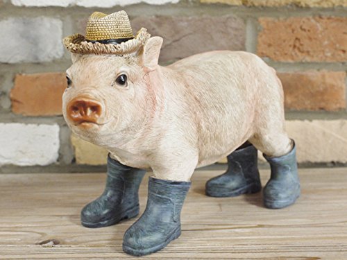 giftwarez Statue de jardin vintage en résine en forme de cochon