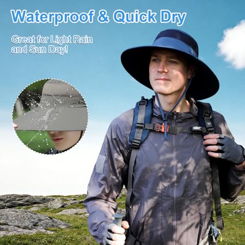 Image of Wide Brim Sun Hat for Men Women UV Protection Ventilated Summer Hats for Fishing Hiking Garden Beach