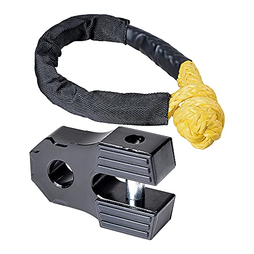 Astra Depot Winch Accessory Black Winch Shackle Mount Flat Towing Hook with Iron Pin & Rubber Guard-30,000 lbs & 1/2