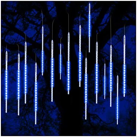 Vikdio Meteor Shower Rain Lights, 50cm 10 Spiral Tubes 540 LEDs Waterproof Drop/Icicle Snow Falling Raindrop Cascading String Lights for Wedding Christmas Xmas Garden Tree Home Decor (Blue)