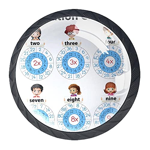 Cercles de multiplication sur lot de 4 boutons de tiroir au design multicolore - 3