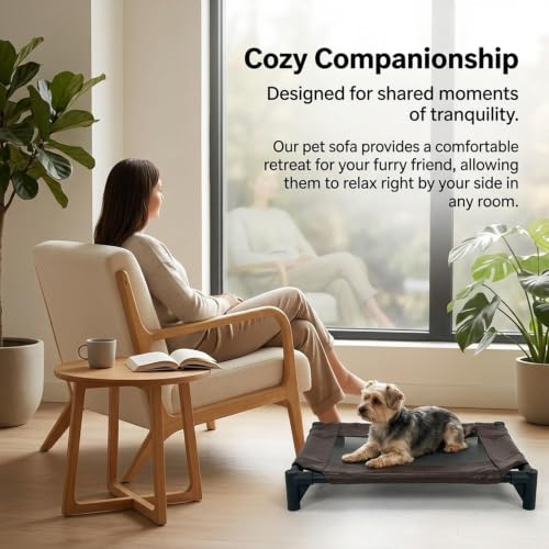 Cama elevada para perros de cuero sintético suave y hierro robusto 6