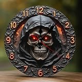 Orologio da parete decorativo a batteria, 25,4 cm, moderno, in legno, gotico, nero, con stampa 2D, senza ticchettio, silenzioso, per soggiorno, camera da letto, ufficio, cucina, hotel, bagno